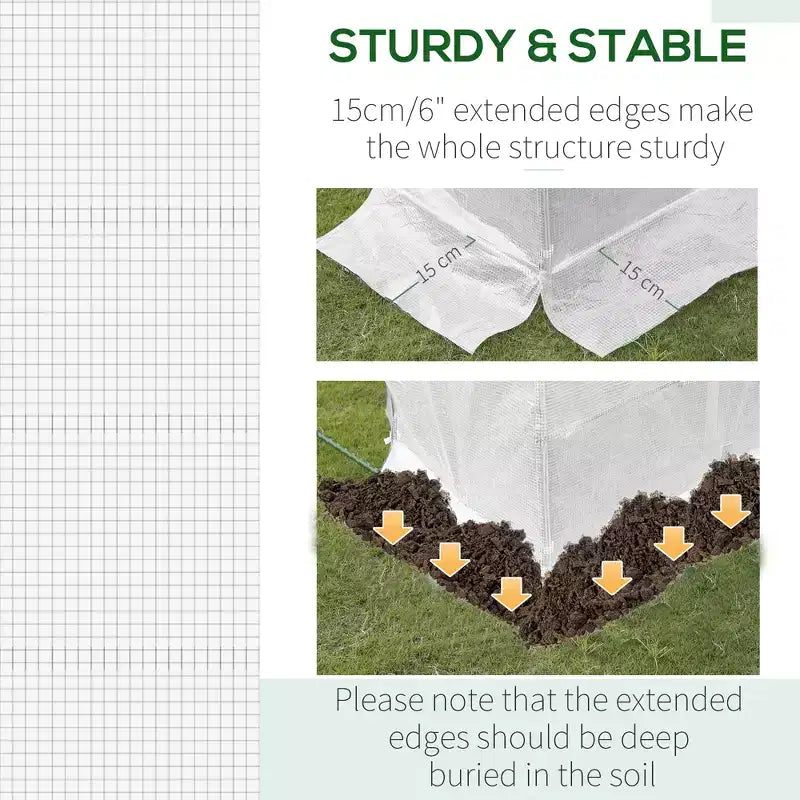 Plastic Greenhouse Cover Replacement, Heavy Duty Waterproof Tarp for Hoop House, Sheeting with 12 Windows, Door & Grid