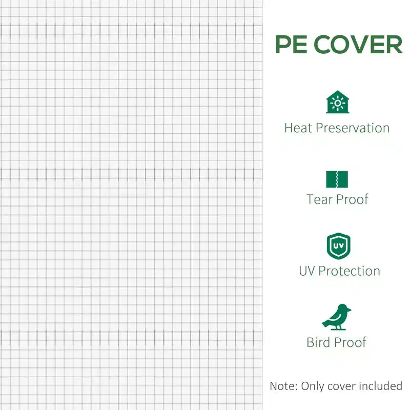Plastic Greenhouse Cover Replacement, Heavy Duty Waterproof Tarp for Hoop House, Sheeting with 12 Windows, Door & Grid