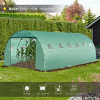 Plastic Greenhouse Cover Replacement, Heavy Duty Waterproof Tarp for Hoop House, Sheeting with 12 Windows, Door & Grid
