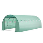 Plastic Greenhouse Cover Replacement, Heavy Duty Waterproof Tarp for Hoop House, Sheeting with 12 Windows, Door & Grid