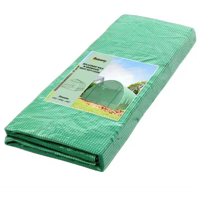 Plastic Greenhouse Cover Replacement, Heavy Duty Waterproof Tarp for Hoop House, Sheeting with 12 Windows, Door & Grid