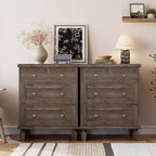 4-Drawer Vintage Dresser with Tapered Legs, Grey Wood Chest of Drawers for Bedroom, Living Room
