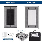 8x10 Waterproof Reversible Outdoor Rug, Stain-Resistant Plastic Straw, Easy-Clean Camping Mat for Porch, Deck, Balcony, Garden & Beach, Border-Black