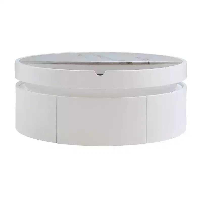 Whisen Modern Lift Top Coffee Table with Hidden Storage and Drawer, Marble and Wood Grain Tabletop - White & Walnut