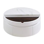 Whisen Modern Lift Top Coffee Table with Hidden Storage and Drawer, Marble and Wood Grain Tabletop - White & Walnut