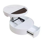 Whisen Modern Lift Top Coffee Table with Hidden Storage and Drawer, Marble and Wood Grain Tabletop - White & Walnut