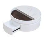 Whisen Modern Lift Top Coffee Table with Hidden Storage and Drawer, Marble and Wood Grain Tabletop - White & Walnut