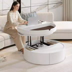 Whisen Modern Lift Top Coffee Table with Hidden Storage and Drawer, Marble and Wood Grain Tabletop - White & Walnut