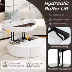 Whisen Modern Lift Top Coffee Table with Hidden Storage and Drawer, Marble and Wood Grain Tabletop - White & Walnut