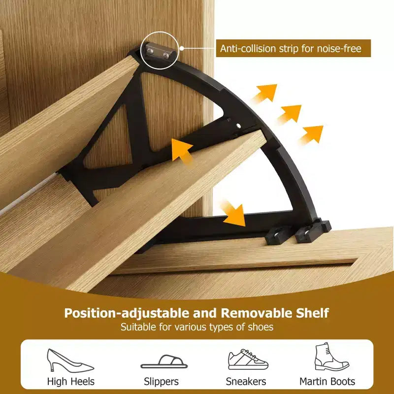 Narrow Rattan Shoe Cabinet - 3 Turn-Over Drawers, 4-Tier Adjustable Shelves, 18-24 Pairs Capacity