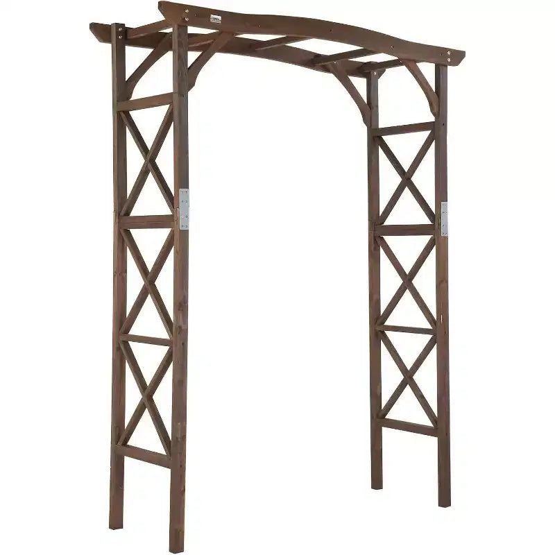 VINGLI Wooden Garden Arbor, Wedding Arch, 6.6ft Arch Backdrop Stand for Ceremony, Wood Trellis for Plant Climbing, Christmas Decor Pergola