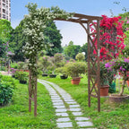 VINGLI Wooden Garden Arbor, Wedding Arch, 6.6ft Arch Backdrop Stand for Ceremony, Wood Trellis for Plant Climbing, Christmas Decor Pergola