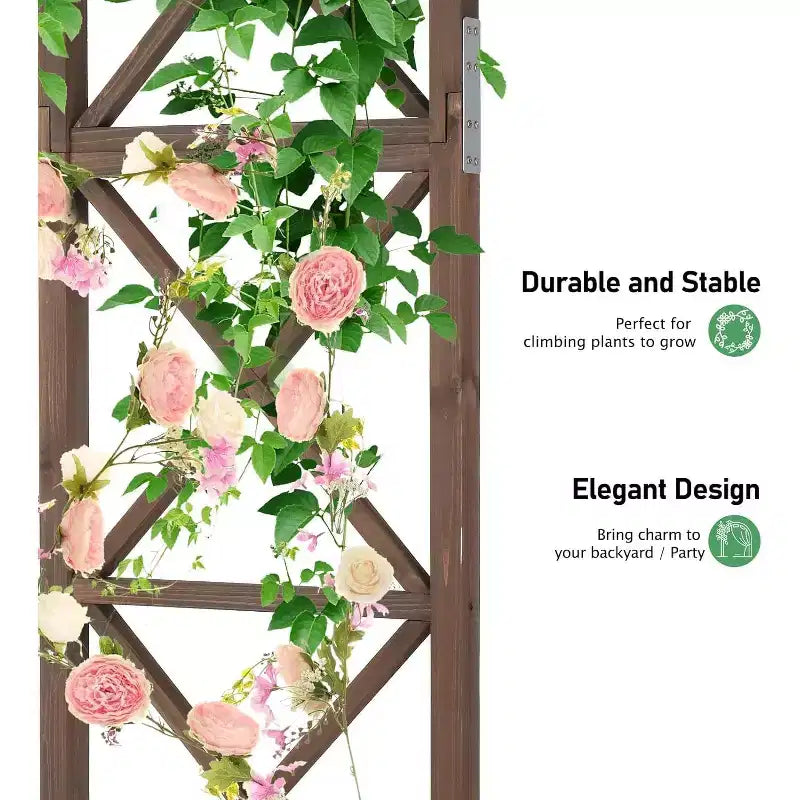 VINGLI Wooden Garden Arbor, Wedding Arch, 6.6ft Arch Backdrop Stand for Ceremony, Wood Trellis for Plant Climbing, Christmas Decor Pergola