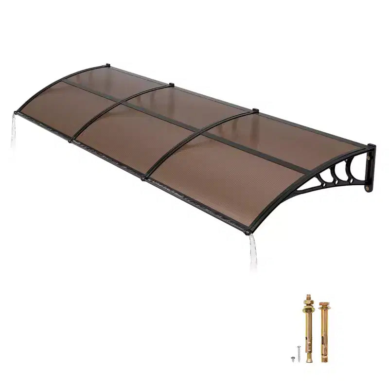 VEVOR Awnings for Door Entrance, 38 x 117 in, Exterior Front Door Window Awnings with Drainage & ABS Bracket, Rain Snow Sun Protection, Brown