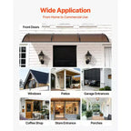 VEVOR Awnings for Door Entrance, 38 x 117 in, Exterior Front Door Window Awnings with Drainage & ABS Bracket, Rain Snow Sun Protection, Brown