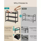 SONGMICS Expandable Shoe Rack, Adjustable Shoe Organizer Storage Shelf, Sturdy and Heavy-Duty, for Closet, Entryway, Living Room, 2-Tier, Ink Black