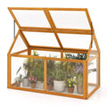 Costway Wood Cold Frame Greenhouse w/Transparent Panels Adjustable Roof Indoor Outdoor
