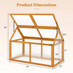 Costway Wood Cold Frame Greenhouse w/Transparent Panels Adjustable Roof Indoor Outdoor