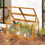 Costway Wood Cold Frame Greenhouse w/Transparent Panels Adjustable Roof Indoor Outdoor