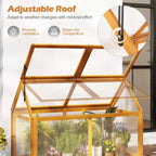 Costway Wood Cold Frame Greenhouse w/Transparent Panels Adjustable Roof Indoor Outdoor