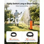 VEVOR Industrial Sprayer, 4.5 Gallons Large Capacity, Stainless Steel Concrete Sprayer with Ergonomic Handle & Removable Cart, 48 & 120 Hose,Orange