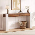 Long Console Table with 2 Drawers,Farmhouse Entryway Table Behind Couch,Wooden Foyer Stand Entry Station, Modern Hallway Accent Furniture