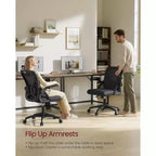 VASAGLE Ergonomic Mesh Office Chair with Adjustable Lumbar Support, 90-105 Tilt Function, Wide Seat, FlipUp Armrests