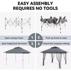12'x12' Outdoor Gazebo Canopy Tent with 2-Tiered Vented Top, Mosquito Netting & Curtains, Pop Up Shelter for Patio & Backyard