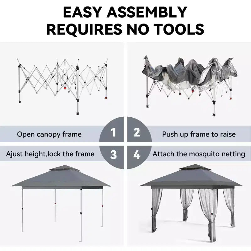 12'x12' Outdoor Gazebo Canopy Tent with 2-Tiered Vented Top, Mosquito Netting & Curtains, Pop Up Shelter for Patio & Backyard