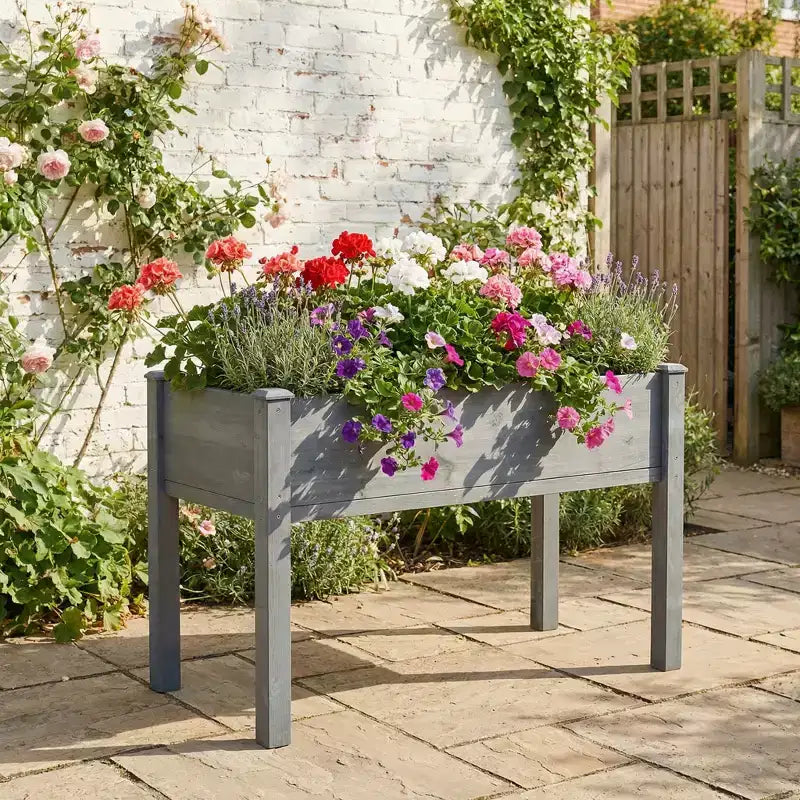 Large Raised Garden Bed with Legs, 48 L x 24 W x 30 H, Made of Solid Wood