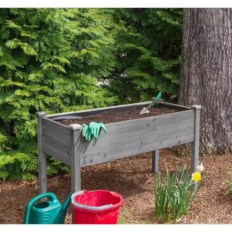 Large Raised Garden Bed with Legs, 48 L x 24 W x 30 H, Made of Solid Wood