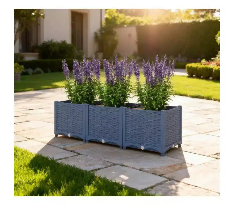 Blue Plastic Raised Garden Bed with Drainage Holes for Indoor/Outdoor Use, 47.2x15.7x14.6 inch