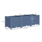 Blue Plastic Raised Garden Bed with Drainage Holes for Indoor/Outdoor Use, 47.2x15.7x14.6 inch