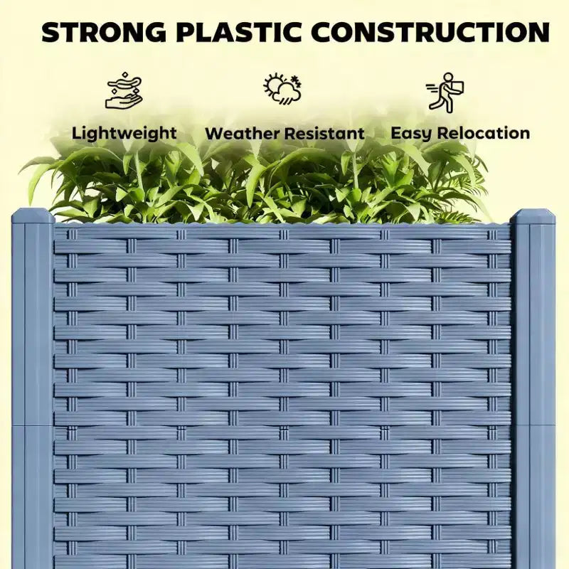 Blue Plastic Raised Garden Bed with Drainage Holes for Indoor/Outdoor Use, 47.2x15.7x14.6 inch
