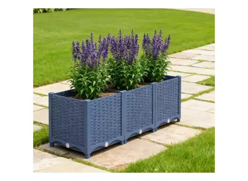Blue Plastic Raised Garden Bed with Drainage Holes for Indoor/Outdoor Use, 47.2x15.7x14.6 inch