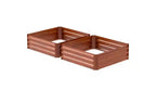 Set of 2 Dark Brown Galvanized Steel Raised Garden Beds, 39.25x39.25x11.75 inch