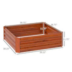 Set of 2 Dark Brown Galvanized Steel Raised Garden Beds, 39.25x39.25x11.75 inch