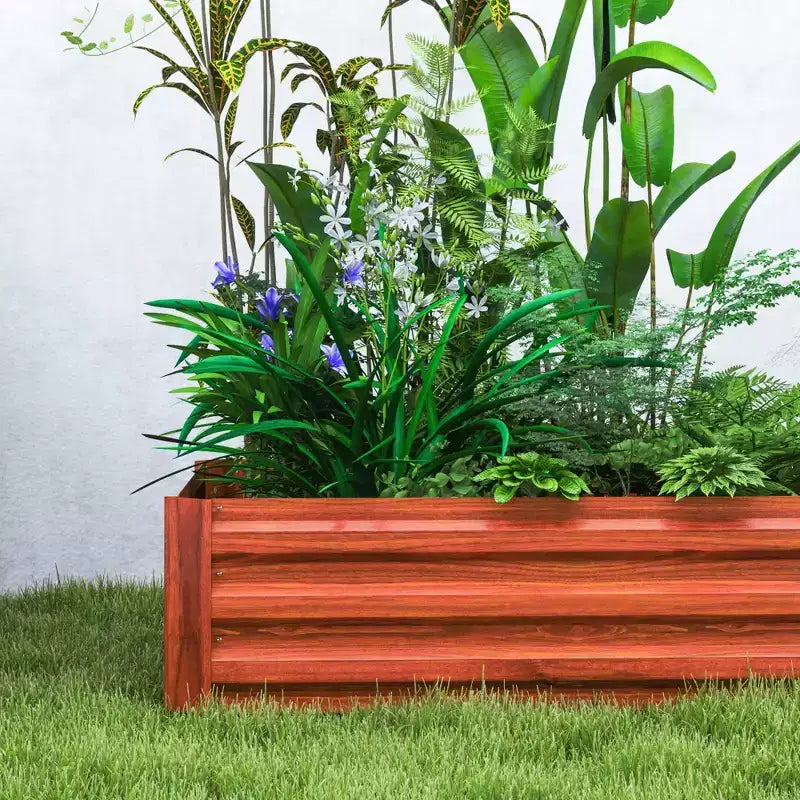 Set of 2 Dark Brown Galvanized Steel Raised Garden Beds, 39.25x39.25x11.75 inch
