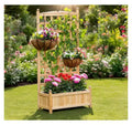 Wooden Raised Garden Bed with Decorative Trellis and Deep Planter Box, 23.5x11.5x49.25 inch