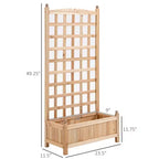 Wooden Raised Garden Bed with Decorative Trellis and Deep Planter Box, 23.5x11.5x49.25 inch