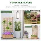 Wooden Raised Garden Bed with Decorative Trellis and Deep Planter Box, 23.5x11.5x49.25 inch