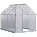 Polycarbonate Greenhouse with Aluminum Frame, Walk-in Heavy Duty Green House with Adjustable Roof Vent, Rain Gutter and Sliding Door