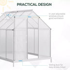 Polycarbonate Greenhouse with Aluminum Frame, Walk-in Heavy Duty Green House with Adjustable Roof Vent, Rain Gutter and Sliding Door
