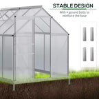 Polycarbonate Greenhouse with Aluminum Frame, Walk-in Heavy Duty Green House with Adjustable Roof Vent, Rain Gutter and Sliding Door