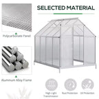 Polycarbonate Greenhouse with Aluminum Frame, Walk-in Heavy Duty Green House with Adjustable Roof Vent, Rain Gutter and Sliding Door
