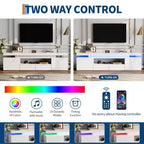 High Gloss TV Stand for 75/80/85 Inch TV, Modern Entertainment Center with Lights & Glass Shelves, Media Console for Living Room & Bedroom