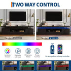 High Gloss TV Stand for 75/80/85 Inch TV, Modern Entertainment Center with Lights & Glass Shelves, Media Console for Living Room & Bedroom
