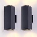 YANSUN 14in2 Lights Modern Matte Black Outdoor Porch Light Patio Light,2 Lights with Tempered Glass Cover Waterproof Wall Sconce 2 Pack