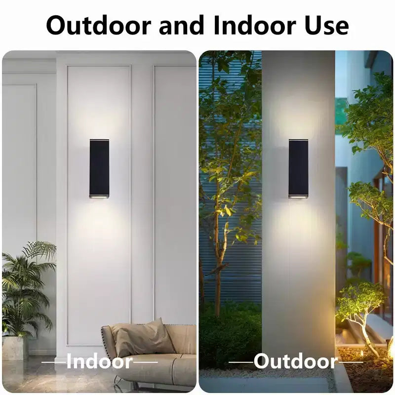 YANSUN 14in2 Lights Modern Matte Black Outdoor Porch Light Patio Light,2 Lights with Tempered Glass Cover Waterproof Wall Sconce 2 Pack