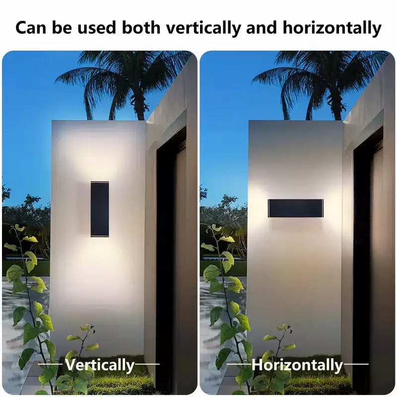 YANSUN 14in2 Lights Modern Matte Black Outdoor Porch Light Patio Light,2 Lights with Tempered Glass Cover Waterproof Wall Sconce 2 Pack